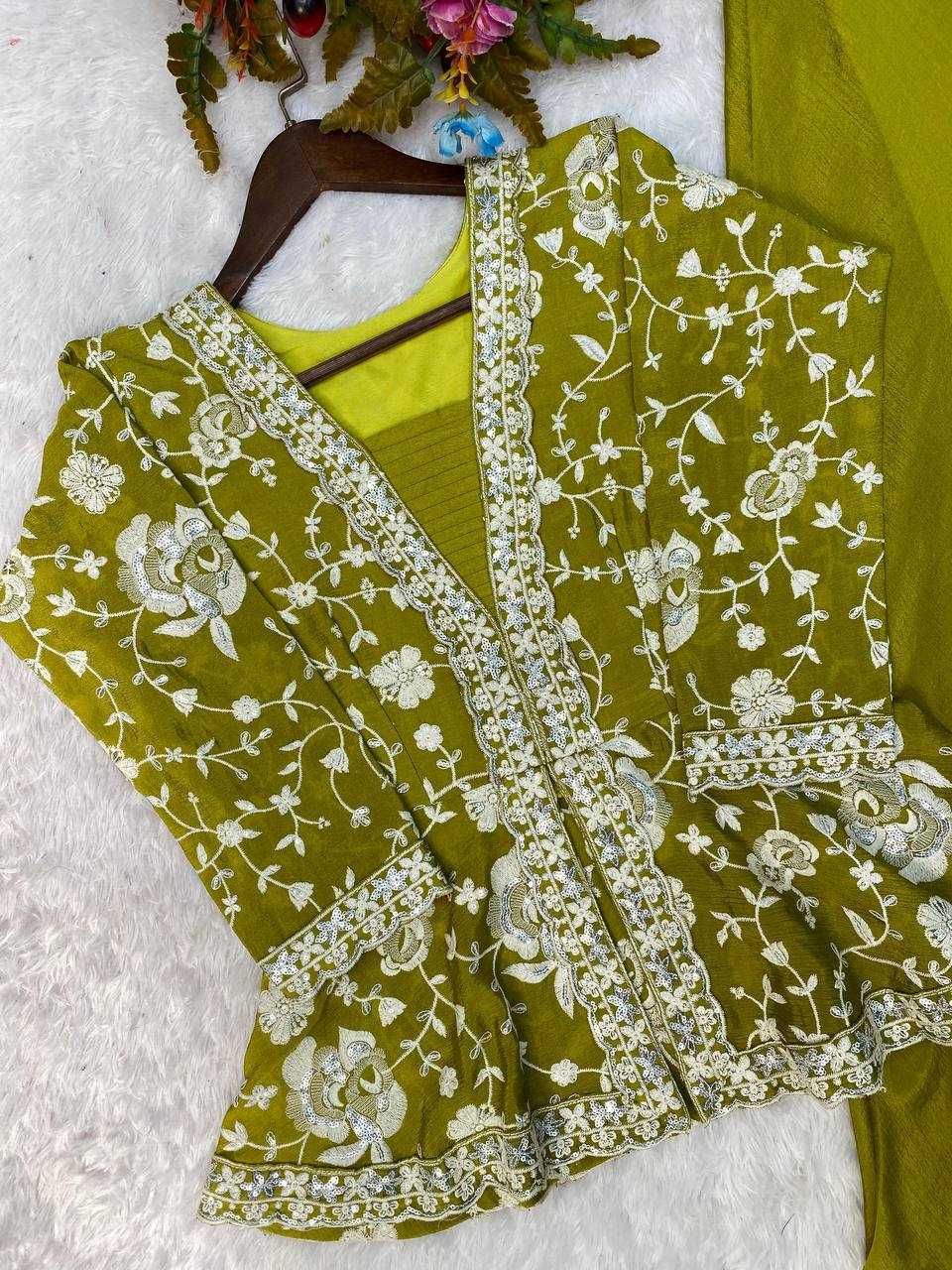 YNF CHINON SILK RIN141 1847 SUITS & DRESSES WHOLESALE INDO WESTERN EMBROIDERY PALAZZO LADIS SILK PARTY WEAR SUITS MANUFACTURER